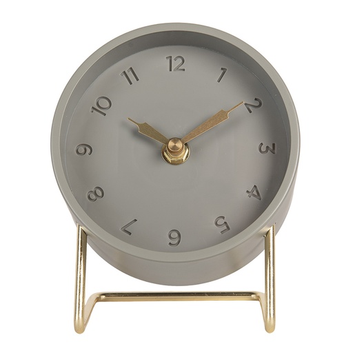 Tischuhr Grau Goldfarbig 12x11x15 cm / 1xAA