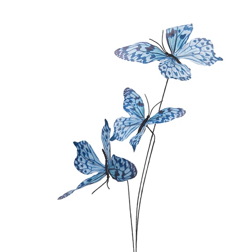 Deko Zweig mit Schmetterlinge Blau Braun 10x10x65 cm