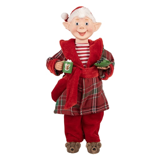 Christmas Decoration Elf Red Green 14x10x30 cm