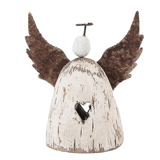 Christmas Decoration Angel White Brown 11x5x11 cm