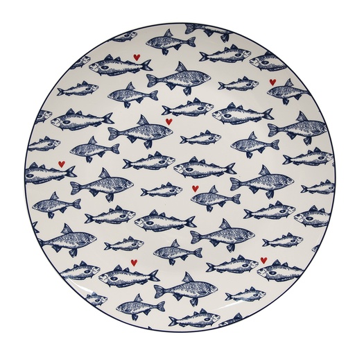 Crockery Big plate White Blue Ø 26x2 cm