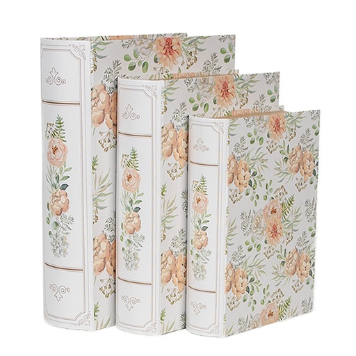Scatola a libro (3) Bianco Verde 29x24x7/25x20x6/22x16x5 cm