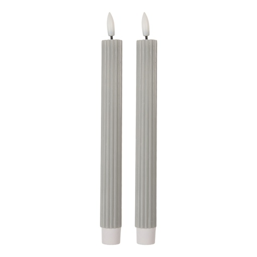 Clayre & Eef LED Dinerkaarsen set van 2 Ø 2x25 cm Grijs Wax