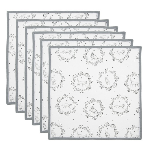 Cotton Napkins (set of 6) White Grey 40x40 cm