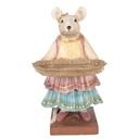 Decorazione Topo con scodella Beige Multicolore 17x15x26 cm