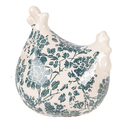 Décoration Poule Beige Vert 12x11x13 cm