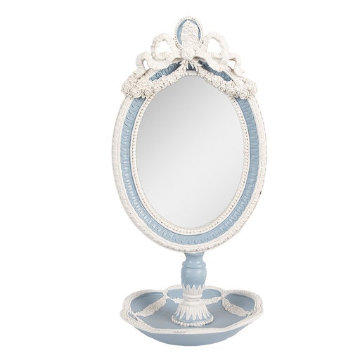 Specchio da tavolo Blu Bianco 14x14x28 cm
