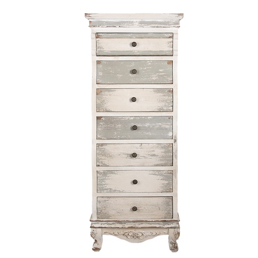 Clayre & Eef Ladekast 56x43x145 cm Wit Grijs Hout