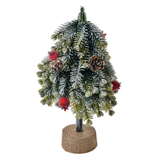Arbre de Noël artificiel Vert Blanc 12x12x24 cm