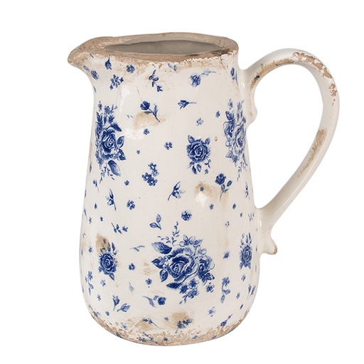 Decorative Pitcher Beige Blue 16x12x18 cm