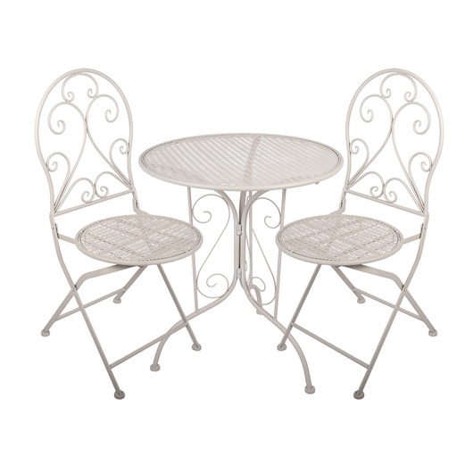 Bistro Set Table Chairs (3 pcs) White Ø 60x70 / 39x39x94 cm (2)