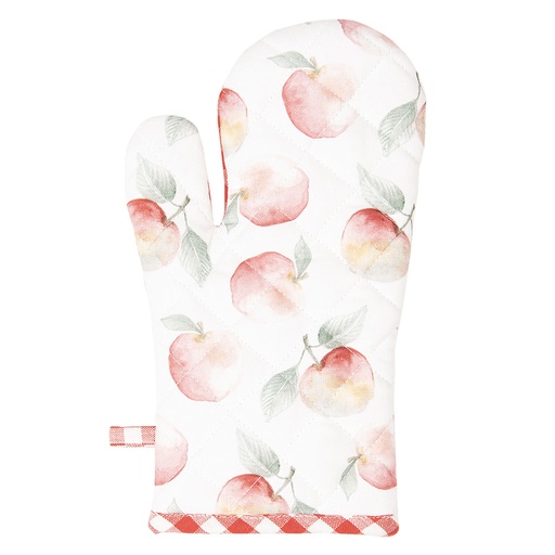 Clayre & Eef Ovenwant 18x30 cm Rood Wit Katoen Appels