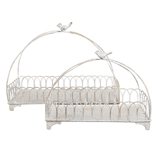 Cesti (set 2) Bianco Color oro 39x20x30 / 30x15x22 cm