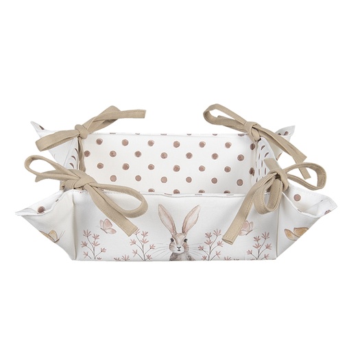 Clayre & Eef Broodmand 35x35x8 cm Wit Bruin Katoen Konijn