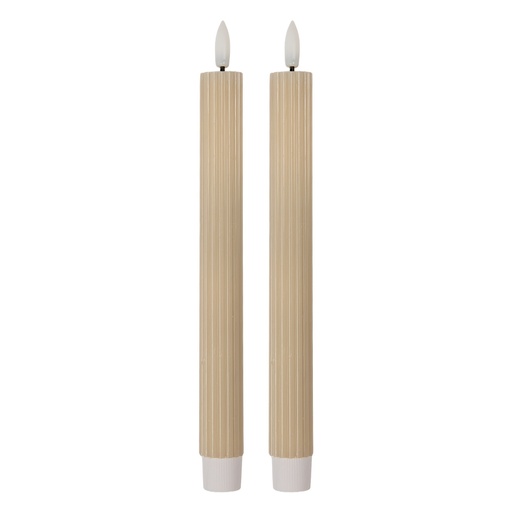 Clayre & Eef LED Dinerkaarsen set van 2 Ø 2x25 cm Beige Wax