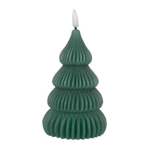 Candela Albero di Natale con LED Verde Ø 8x17 cm / 2xAA