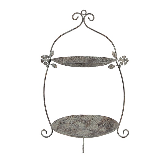 2-Tier Cake Stand Green Brown 34x32x50 cm