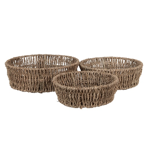 Aufbewahrungskorb (3er set) Braun Ø 24x8 / Ø 22x7 / Ø 19x6 cm