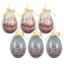 Decorative Hanger Egg (set 6) Multicoloured Ø 7x10 cm