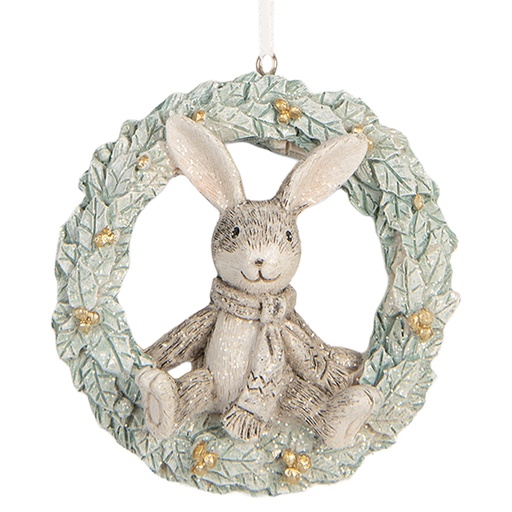 Anhänger Kaninchen Grau Grün 8x3x8 cm
