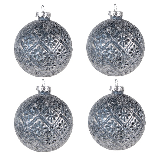 Boule de Noël (set 4) Bleu Ø 8x8 cm