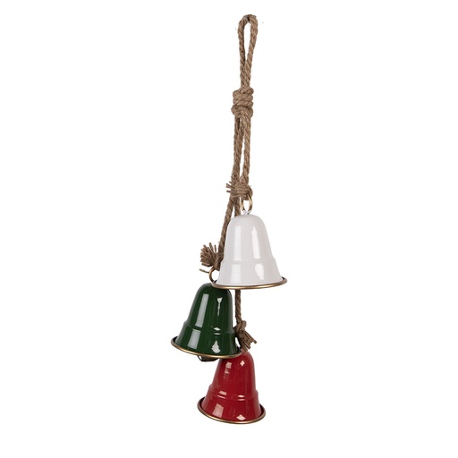 Ciondolo Decorativo Campane Rosso Verde Bianco 9x9x49 cm