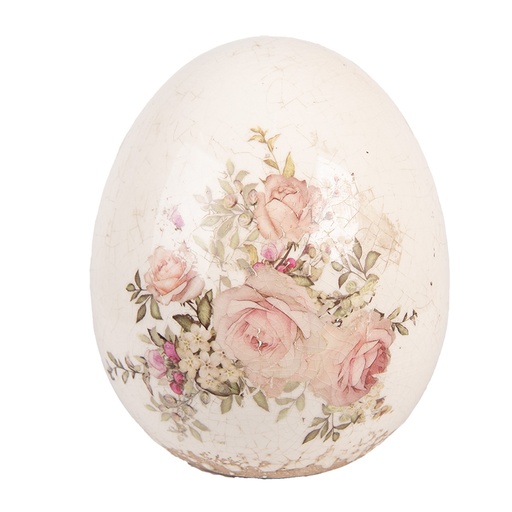 Decorativa Uovo Beige Rosa Ø 14x16 cm