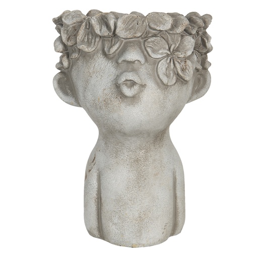 Clayre & Eef Bloempot 11x11x18 cm Grijs Steen