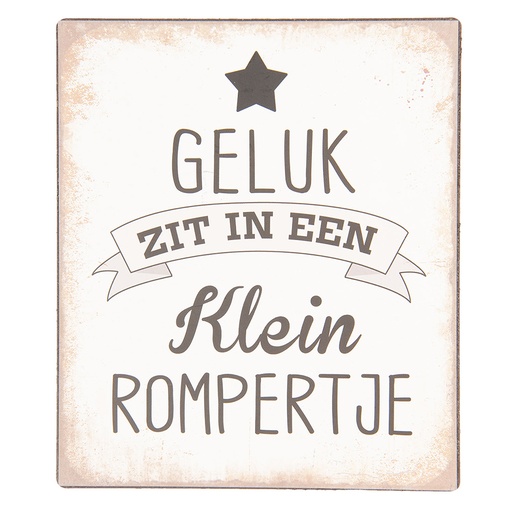 Clayre & Eef Tekstbord 13x15 cm Beige Metaal