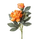 Dekorativer Zweig mit Blumen Orange Grün 73 cm