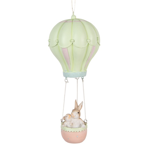 Decoration pendant Rabbits Beige Green Ø 14x34 cm