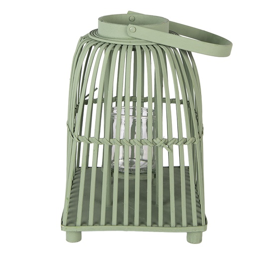 Clayre & Eef Windlicht 24x24x36 cm Groen Rotan