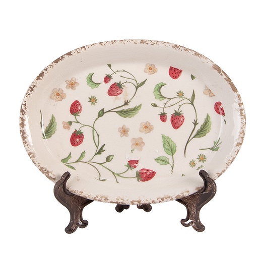 Dekoration Teller Beige Rot 25x18x3 cm