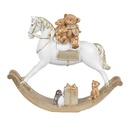 Décoration cheval à bascule Blanc Or 18x4x15 cm