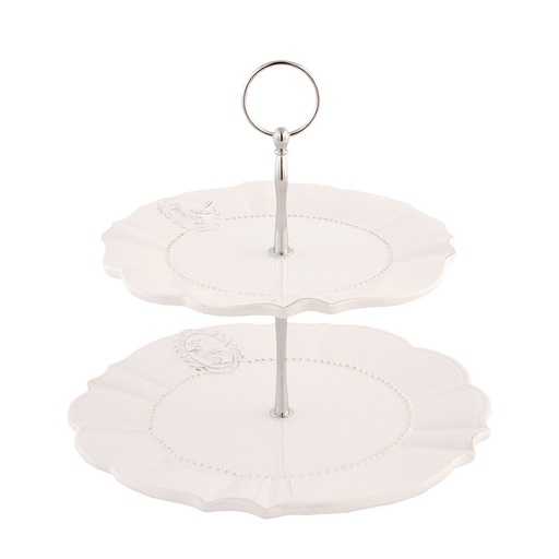 2-Tier Cake Stand Beige Ø 25x23 cm