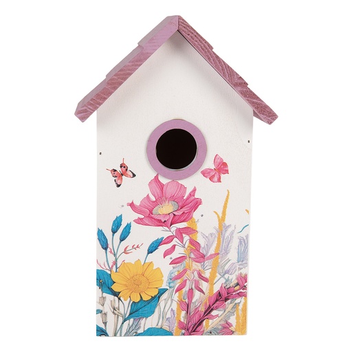 Maison d'oiseau Blanc Rose 15x10x22 cm
