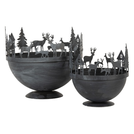 Bol de décoration (set de 2) Gris Ø 19x17 / Ø 13x14 cm