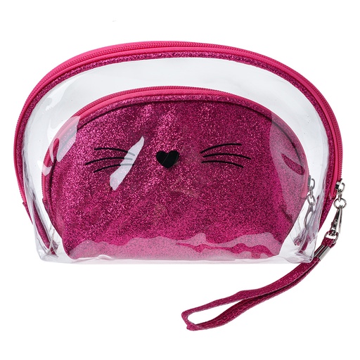 Juleeze Toilettas Dames Set van 2 24x15 / 19x12 cm Roze Polyurethaan Kat