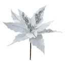Weihnachtsdeko Blume Weiß Silberfarbig Ø 30x26 cm