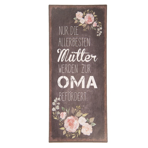 Clayre & Eef Tekstbord 13x30 cm Zwart Metaal Bloemen