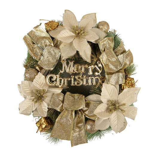 Christmas Decoration Wreath Gold colored Green Ø 30x8 cm
