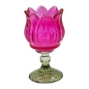 Porte-lampion en verre Rose Vert Ø 7x13 cm