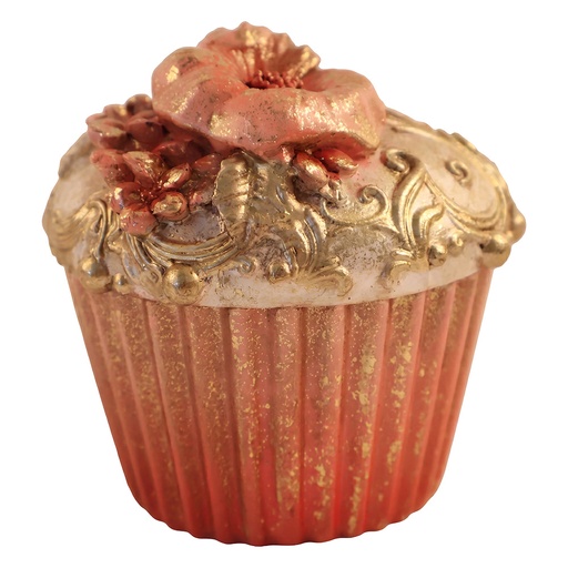 Decoration Cupcake Pink Gold colored Ø 8x8 cm