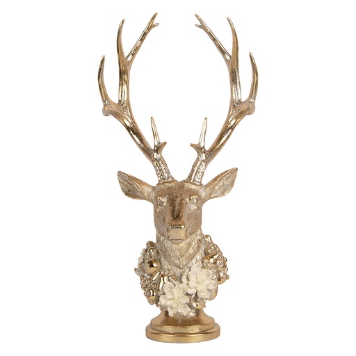 Christmas Decoration Reindeer Gold colored White 24x19x52 cm