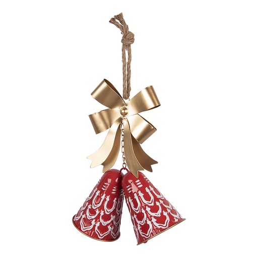 Ciondolo Decorativo Campane Rosso Color oro 26x10x29 cm