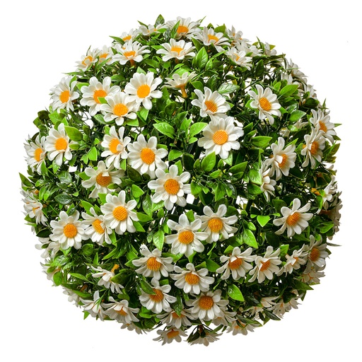 Boule de décoration fleur artificielle Marguerite Blanc Vert Ø 30 cm