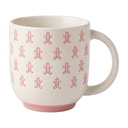 Becher Weiß Rosa 10x10x6 cm / 480 ml