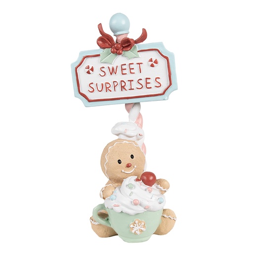 Décoration Bonhomme de pain dépice Beige Vert 13x10x25 cm