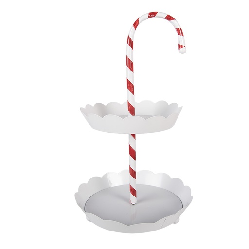 Clayre & Eef Etagère 2 laags Ø 29x47 cm Wit Metaal