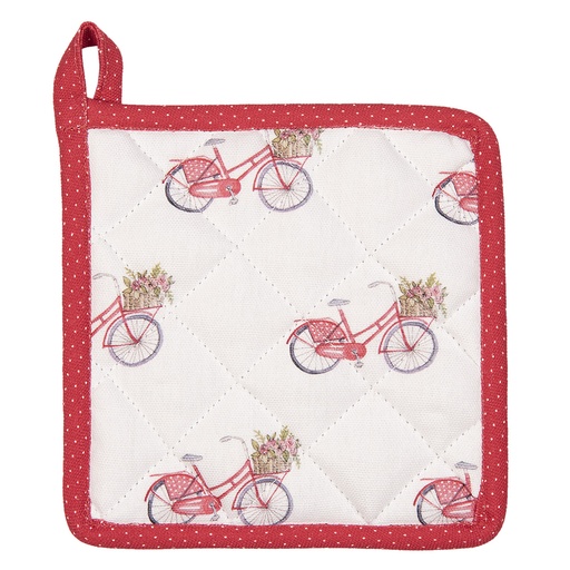 Topflappen Kinder Weiß, Rot 16x16 cm